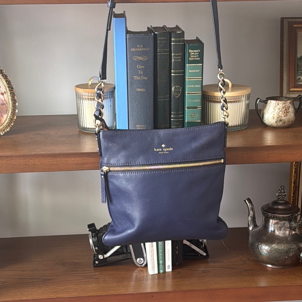 Kate Spade Blue Pebbled Leather Crossbody